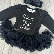 Load image into Gallery viewer, Custom Your Own Long Sleeve Black Tutu Romper With Headband