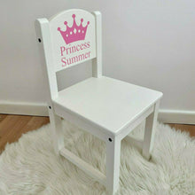Load image into Gallery viewer, Personalised Princess Crown Chair, White Wooden Nursery, Playroom Chair, Baby Girl