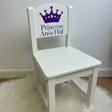 Load image into Gallery viewer, Personalised Princess Crown Chair, White Wooden Nursery, Playroom Chair, Baby Girl