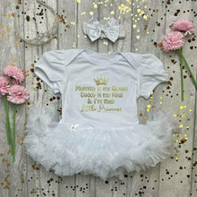 Load image into Gallery viewer, 'Mummy Is My Queen, Daddy Is My King & I'm Their Little Princess' Baby Girl Tutu Romper With Matching Bow Headband