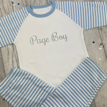 Load image into Gallery viewer, Page Boy Wedding Blue and White Boys Pyjamas Silver Glitter Design