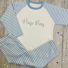 Load image into Gallery viewer, Page Boy Wedding Blue and White Boys Pyjamas Silver Glitter Design