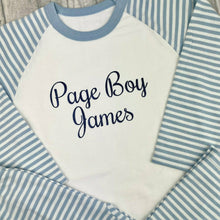 Load image into Gallery viewer, Personalised Page Boy Wedding Blue and White Boys Pyjamas