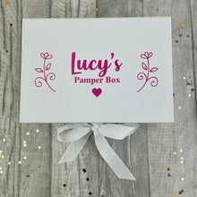 Load image into Gallery viewer, Personalised Pamper Box Small Keepsake Gift Box, Flowers and Heart Design