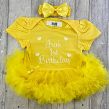 Load image into Gallery viewer, Baby Girls Personalised 1st Birthday Tutu Romper Dress with Headband