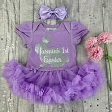 Load image into Gallery viewer, Baby Girl Personalised 1st Easter Lilac Tutu Romper