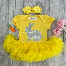 Load image into Gallery viewer, Baby Girl Personalised 1st Easter Yellow Tutu Romper