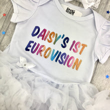 Load image into Gallery viewer, Personalised 1st Eurovision Baby Girls White Tutu Romper - Little Secrets Clothing