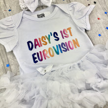 Load image into Gallery viewer, Personalised 1st Eurovision Baby Girls White Tutu Romper - Little Secrets Clothing