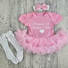 Load image into Gallery viewer, Baby Girl Personalised 1st Mother's Day Pink Tutu Romper with Matching Socks, Tights or Legwarmers