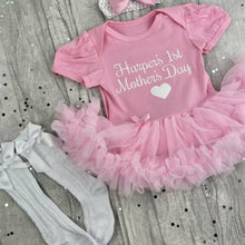 Load image into Gallery viewer, Baby Girl Personalised 1st Mother's Day Pink Tutu Romper with Matching Socks, Tights or Legwarmers