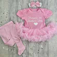 Load image into Gallery viewer, Baby Girl Personalised 1st Mother's Day Pink Tutu Romper with Matching Socks, Tights or Legwarmers
