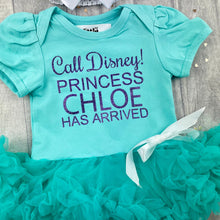 Load image into Gallery viewer, Call Disney! Princess... Has Arrived Personalised Baby Girl Tutu Romper With Headband, Purple Glitter Design