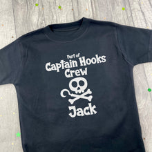 Load image into Gallery viewer, Boys Disney Captain Hook T-Shirt, Personalised Pirate Black Top - Little Secrets Clothing