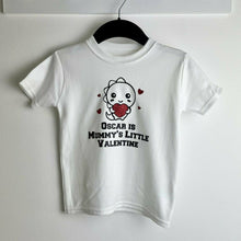 Load image into Gallery viewer, Boy's Personalised Mummy's Little Valentine Dinosaur White T-Shirt, Valentines Day