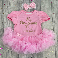 Load image into Gallery viewer, Personalised My Christening Day Baby Girl Light Pink Tutu Romper - Little Secrets Clothing
