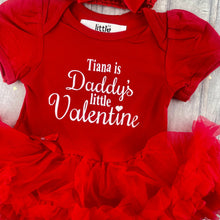 Load image into Gallery viewer, Personalised Is Daddy's Little Valentine Baby Girl Red Tutu Romper with Bow Headband, Valentine’s Day - Little Secrets Clothing