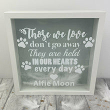 Load image into Gallery viewer, Personalised Dog Heaven Pet Remembrance Home Glitter Box Frame