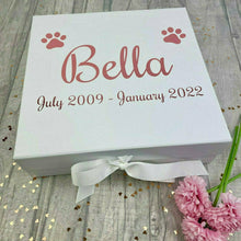 Load image into Gallery viewer, Personalised Pet / Dog Paw Memories Keepsake Ribbon Box
