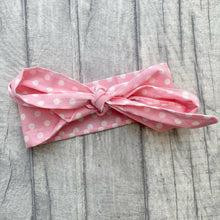 Load image into Gallery viewer, Pink Polka Dot Bow Baby Girl Headband, Summer