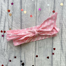 Load image into Gallery viewer, Pink Polka Dot Bow Baby Girl Headband, Summer