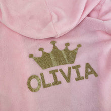 Load image into Gallery viewer, Personalised Girls Hooded Pink Dressing Gown, Princess Robe