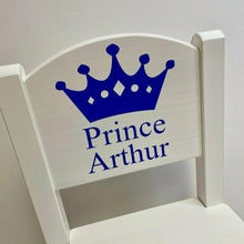 Load image into Gallery viewer, Personalised Prince Crown Chair, Wooden Nursery, Playroom Chair, Baby Boy