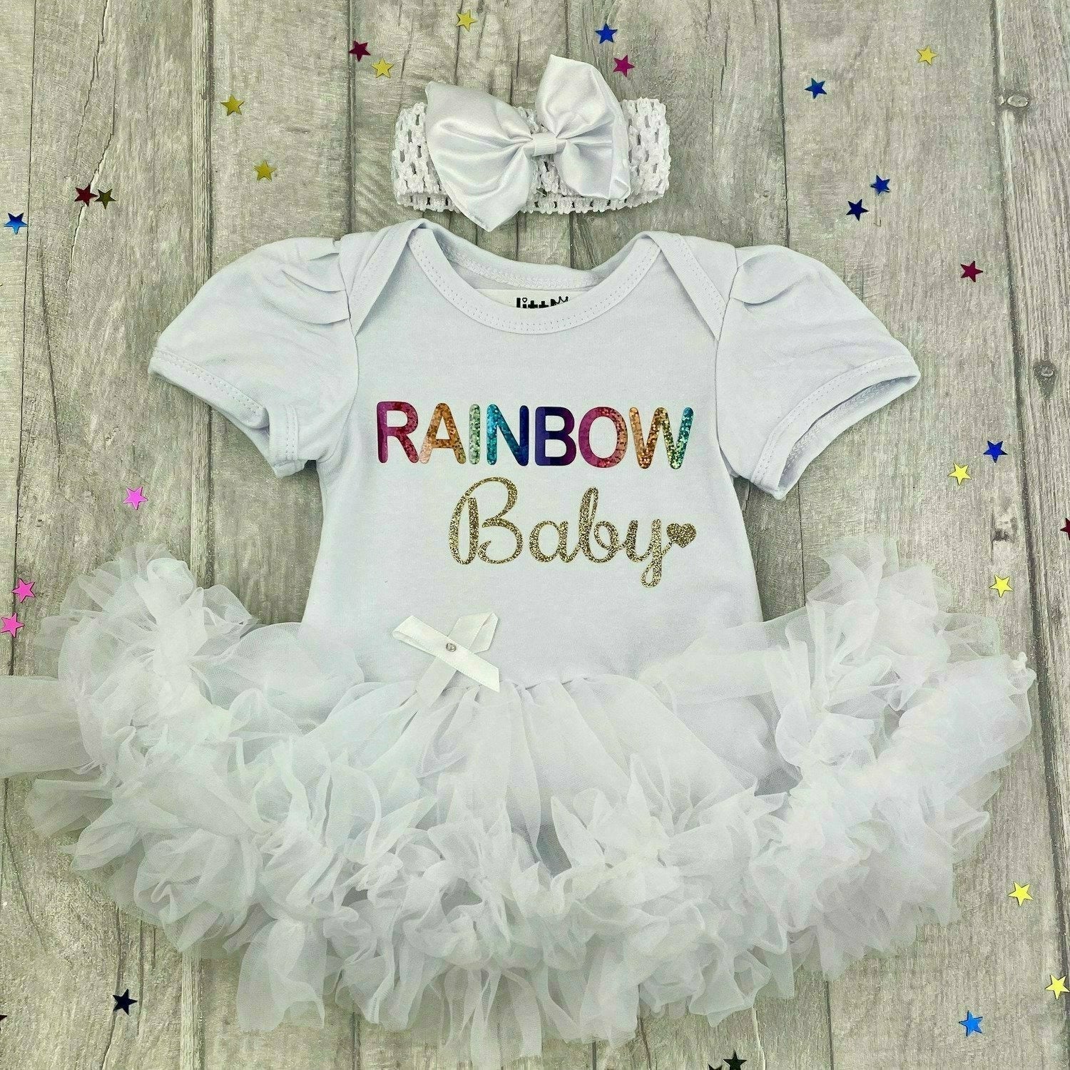 Rainbow Baby Girl Tutu Romper, New Mum Gift - Main Image