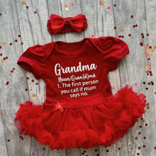 Load image into Gallery viewer, Grandma Funny Quote Baby Girl Tutu Romper With Headband