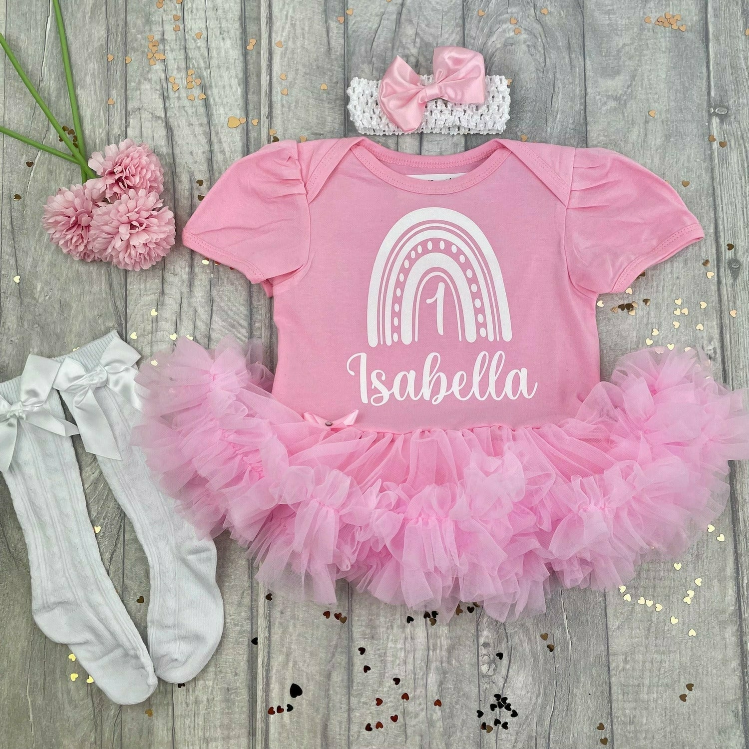 Rainbow first birthday outfit best sale