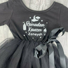 Load image into Gallery viewer, Personalised Ramadan Kareem Long Sleeve Black Tutu Dress