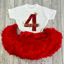 Load image into Gallery viewer, Girls Personalised Red Birthday Outfit Set