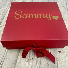 Load image into Gallery viewer, Personalised Name Red Keepsake / Gift box, Christmas Day, Valentine’s Day