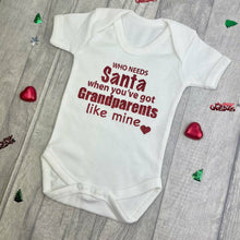 Load image into Gallery viewer, 'Who Needs Santa When You Have Grandparents Like Mine' White Short Sleeve Christmas Romper