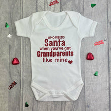 Load image into Gallery viewer, 'Who Needs Santa When You Have Grandparents Like Mine' White Short Sleeve Christmas Romper