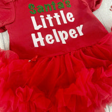 Load image into Gallery viewer, 'Santa's Little Helper' Baby Girl Tutu Romper With Matching Bow Headband, Christmas