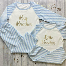 Load image into Gallery viewer, 'Big Brother' Boys Blue And White Stripe Pyjamas