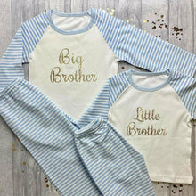 Load image into Gallery viewer, 'Little Brother' Blue and White Boys Pyjamas
