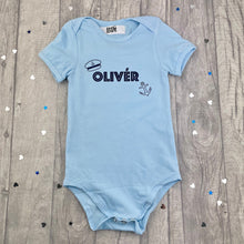 Load image into Gallery viewer, Baby Boy Summer Romper, Newborn Personalised sleepsuit Sailor Boat