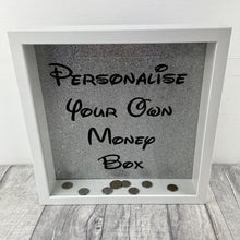 Load image into Gallery viewer, Custom Your Own Money Box Saving Fund Gift, Silver Glitter Background - Little Secrets Clothing
