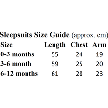 Load image into Gallery viewer, Baby Sleep Suit Size Guide