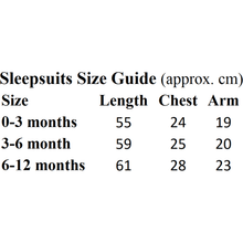 Load image into Gallery viewer, Baby Sleep Suit Size Guide