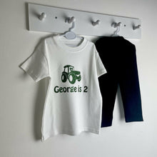 Load image into Gallery viewer, Personalised Birthday White Tractor T-Shirt with Matching Leggings, First or Second Birthday Outfit Set