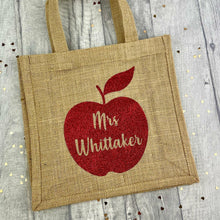Load image into Gallery viewer, Personalised Teacher Lunch Bag, Hessian/ Burlap Bag