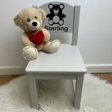 Load image into Gallery viewer, Personalised Teddy Bear Chair Wooden Nursery Chair, Baby Bedroom Furniture