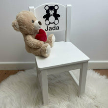 Load image into Gallery viewer, Personalised Teddy Bear Chair Wooden Nursery Chair, Baby Bedroom Furniture