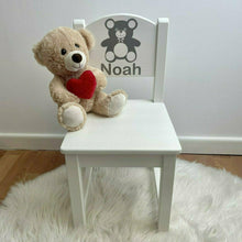 Load image into Gallery viewer, Personalised Teddy Bear Chair Wooden Nursery Chair, Baby Bedroom Furniture
