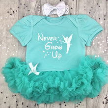 Load image into Gallery viewer, Baby Girls Disney Tinker Bell Tutu Romper with Headband, Never Grow Up - Little Secrets Clothing