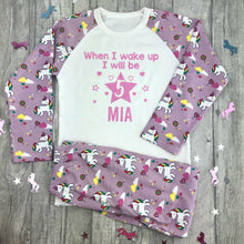 Load image into Gallery viewer, Personalised Unicorn Birthday Pyjamas