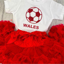 Load image into Gallery viewer, Wales World Cup 2022 Football T-Shirt & Boutique Tutu Skirt - Little Secrets Clothing